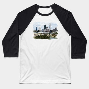 Perth City Capital of Western Australia Watercolour Travel Wanderlust Souvenir Baseball T-Shirt